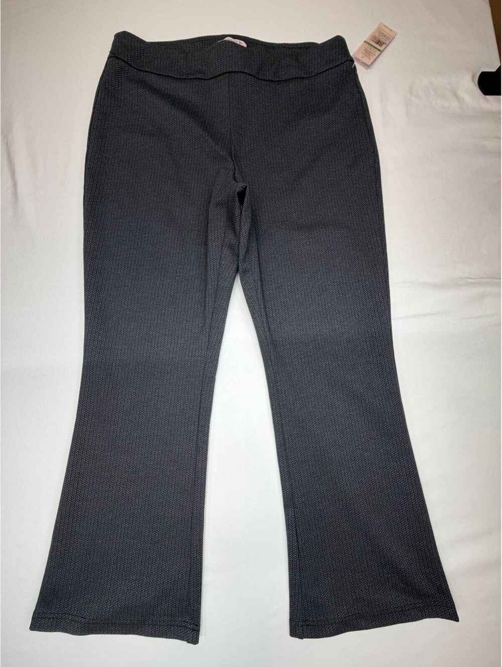 Nanette Lepore Women’s Ankle Pants Flared Elastic Waist Size L Black Gray NWT